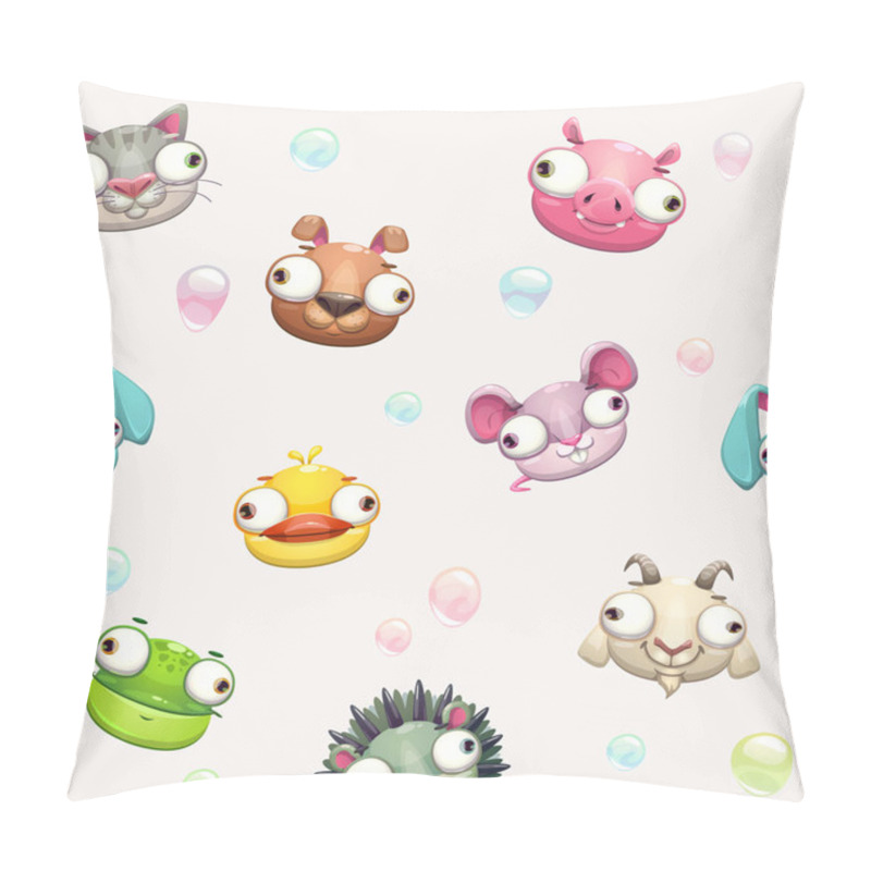 Personality  Funny Seamless Pattern With Comic Crazy Animals Pillow Covers