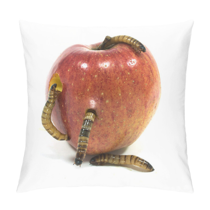 Personality  Worm Is Coming Out Of Bitten Apple Pillow Covers