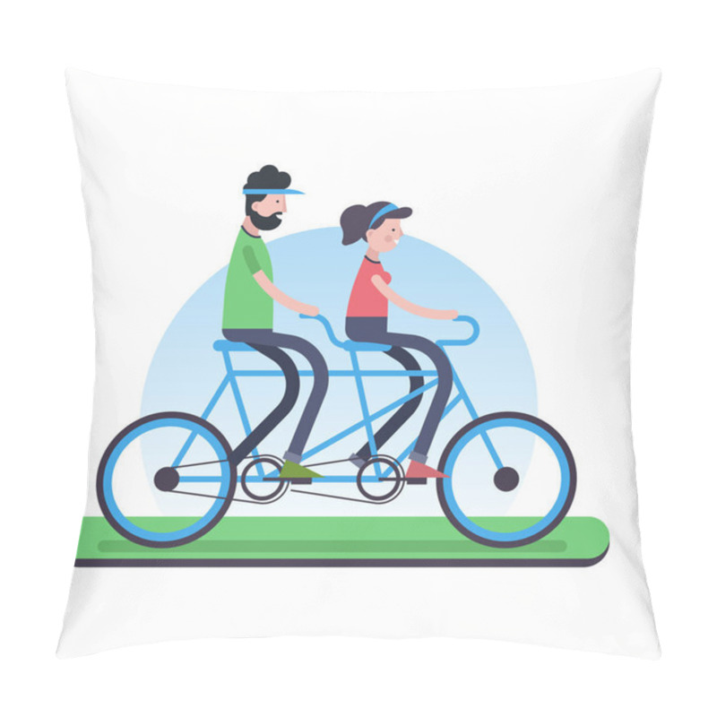 Personality  Couple Riding Tandem Bike For Environment Help Pillow Covers