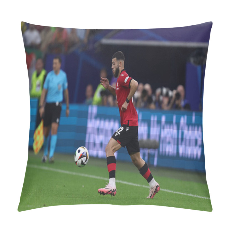 Personality  Georges Mikautadze Of Georgia In Action During The Uefa Euro 2024 Group F Match Between Georgia And Portugal At Arena AufSchalke On June 26, 2024 In Gelsenkirchen, Germany . Pillow Covers