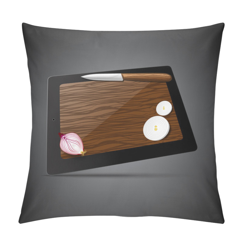 Personality  Vector Tablet Computer With Knife And Onion Pillow Covers