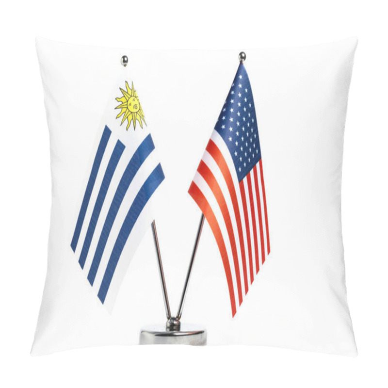 Personality  Table Flags Of United States And Uruguay On White Background Pillow Covers