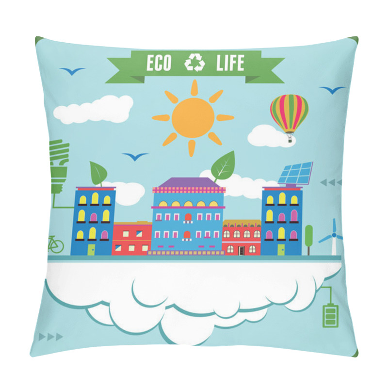 Personality  Eco Life Info Graphics. Concept Of Ecology Pillow Covers