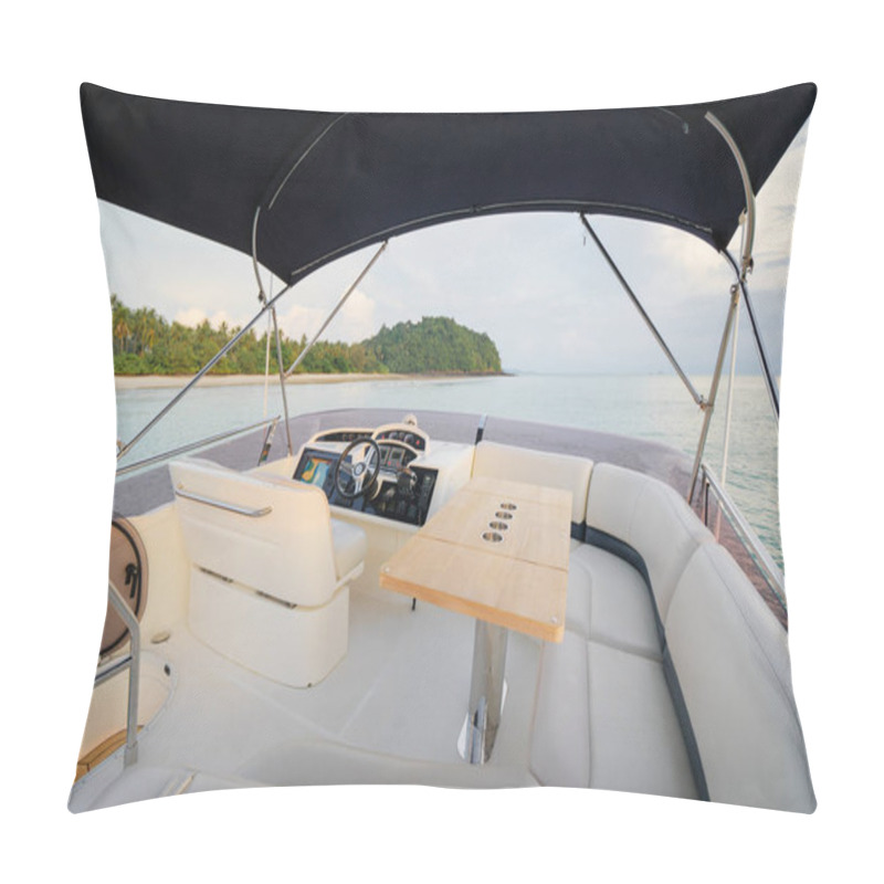 Personality   Luxury Traveling Concept. Inside Of Of Modern Motor Yacht. Pillow Covers