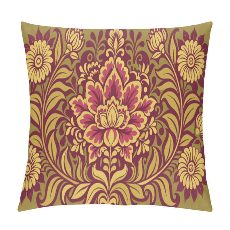 Personality  Boho Floral Damask Repeat Pattern - Elegant Block Print Design Vector For Stylish Decor. Pillow Covers