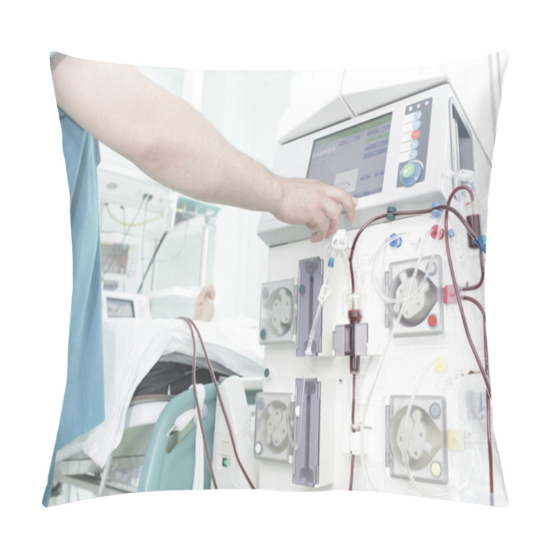 Personality  Doctor Controls The Process Of Dialysis In Hospital  Pillow Covers