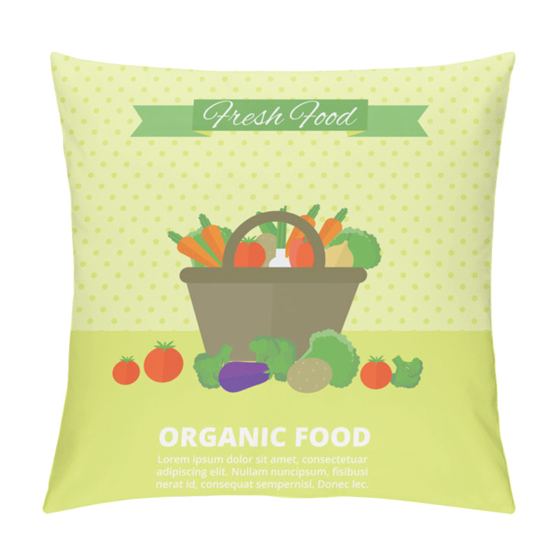 Personality  Vector Banner, Card With Fresh Fruits And Vegetables Pillow Covers