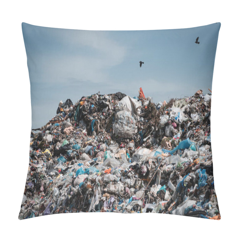 Personality  Trash Piles In Landfill. Gulls Over A Pile Of Garbage. Pillow Covers