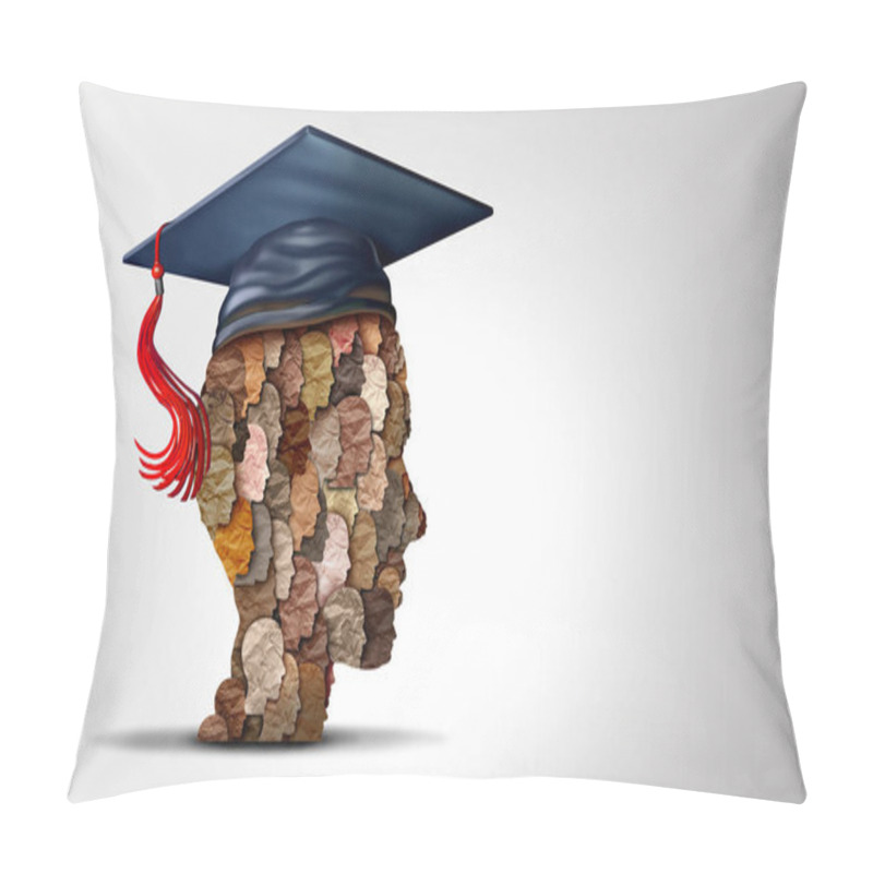 Personality  Diversity Training And Multi Cultural Students And Multiculturalism At School As A Celebration Of Diverse Cultures And Diversity Or African Black Pride As A Multicultural Social Unity And United Education With 3D Illustration Elements. Pillow Covers