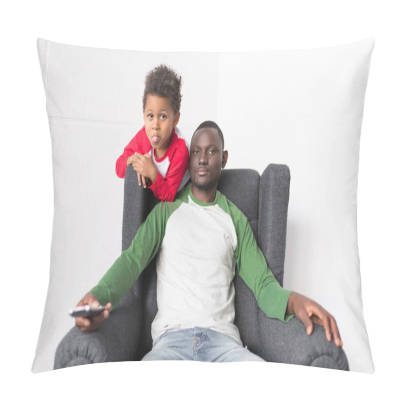 Personality  Father And Son Watching Tv Pillow Covers