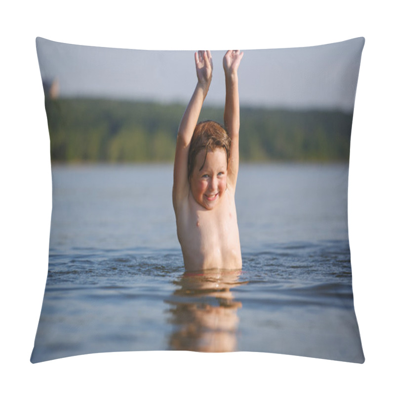 Personality  Happy Cute Little Girl Swimming In Water Pillow Covers