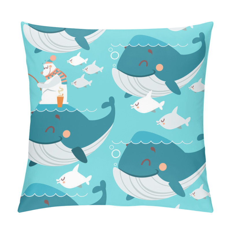 Personality  Whales And Polar Bear Fishing Pillow Covers