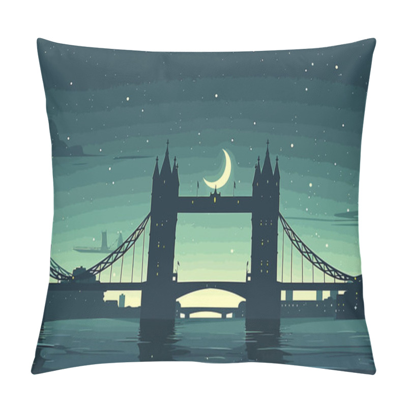 Personality  Tower Bridge Illuminated At Night Isolated Illustration Illustration Pillow Covers