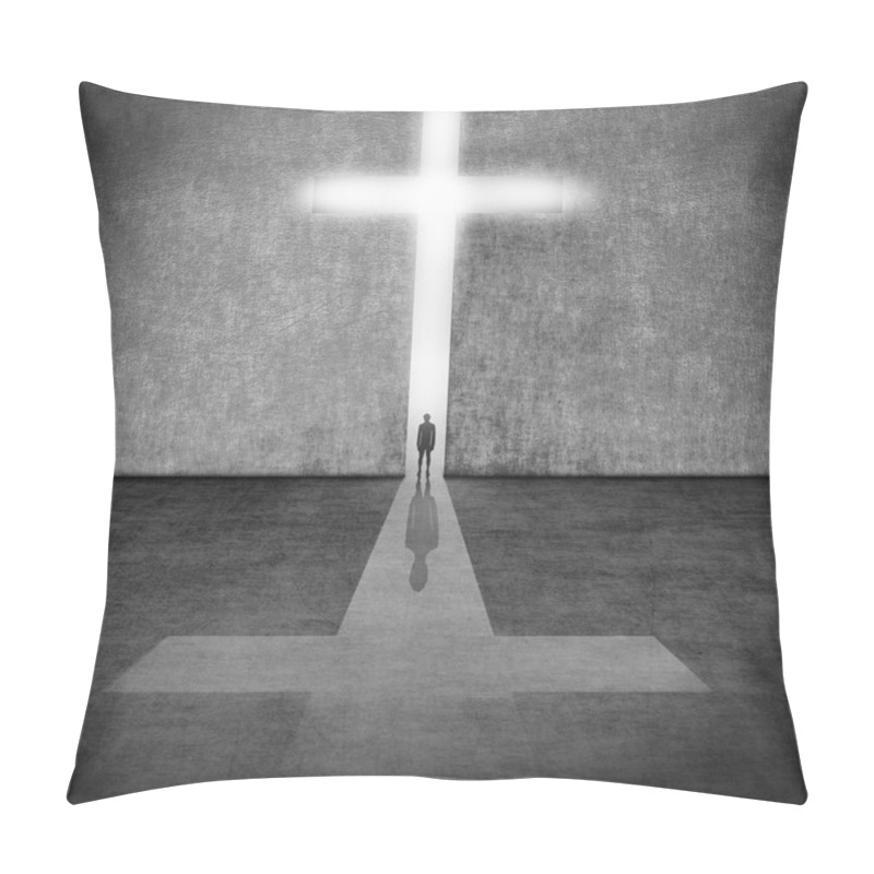 Personality  Silhouette Of A Person Before A Symbol Of Faith Pillow Covers