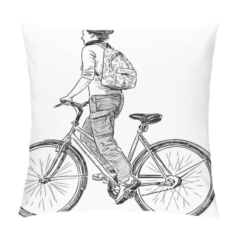 Personality  Girl Rides A Bicycle Pillow Covers