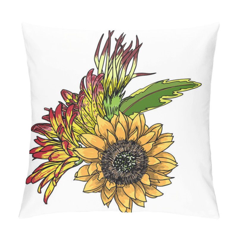 Personality  Bouquet Of Hand Drawn Flowers Pillow Covers