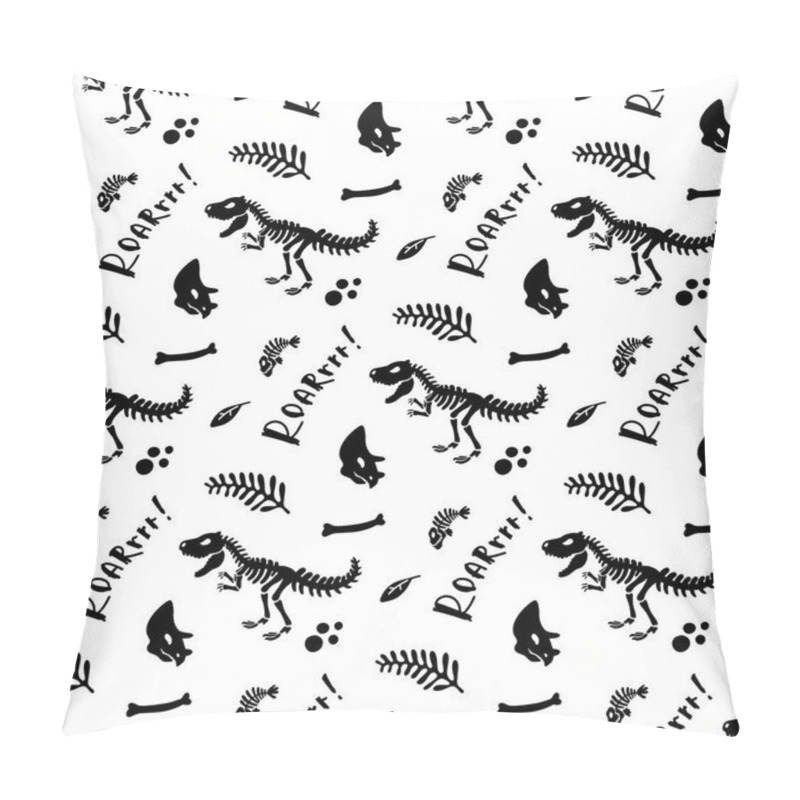 Personality  Dinosaur Skeleton And Fossils. Vector Seamless Pattern.  Pillow Covers