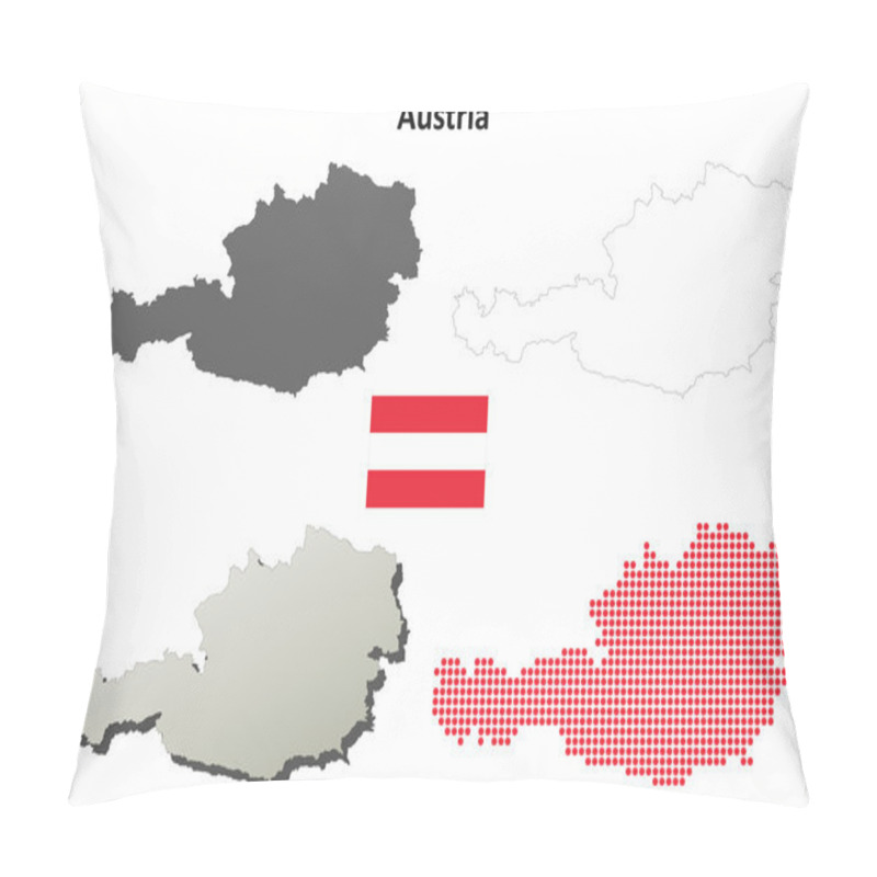 Personality  Austria Map Outline Set Pillow Covers