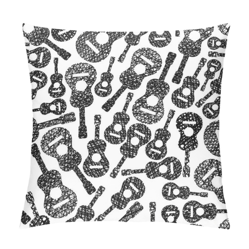 Personality  Acoustic Guitars Music Theme Seamless Background, Seamless Patte Pillow Covers