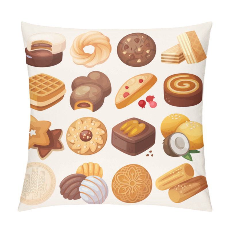 Personality  Cookies And Biscuits Icons Set.  Pillow Covers