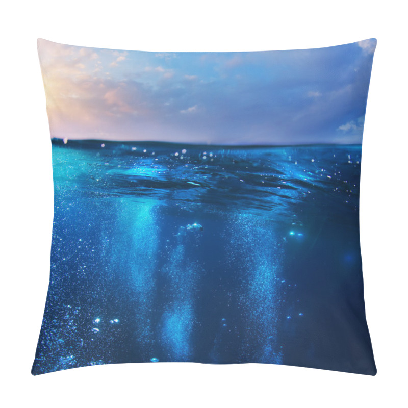 Personality  Design Template With Underwater Part And Sunset Skylight Splitte Pillow Covers