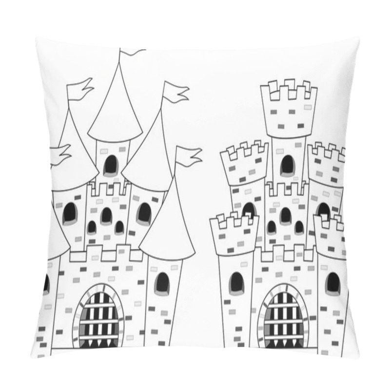 Personality  Cartoon Castles For Colouring Book Isolated Pillow Covers