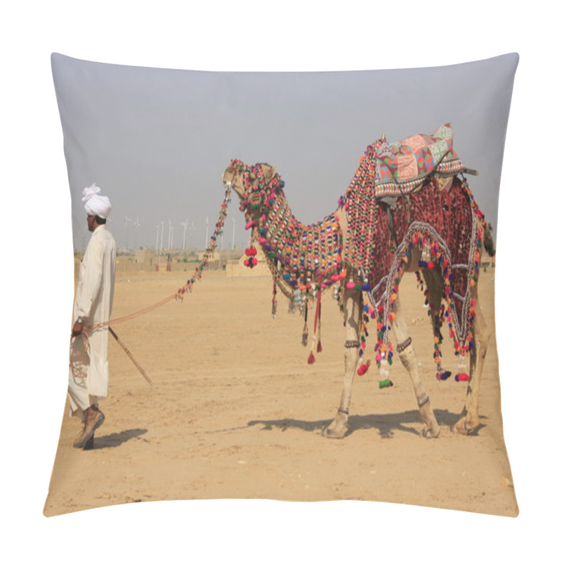 Personality  Decorated Camel And Camel Man, Jaisalmer, India Pillow Covers