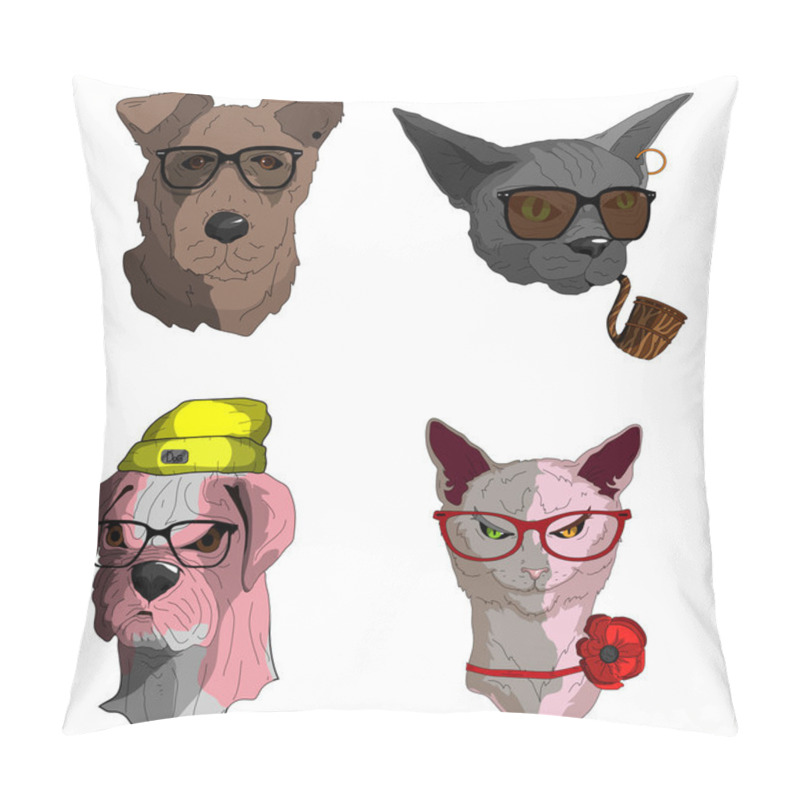 Personality  Hipsters Animals Set Pillow Covers