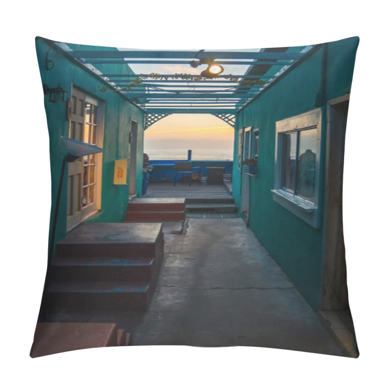 Personality  Hostel With Ocean View During The Golden Hour Pillow Covers