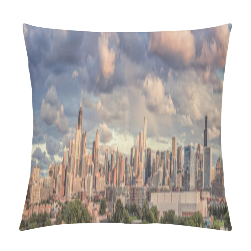 Personality  Chicago Downtown Skyline With Skyscrapers Pillow Covers