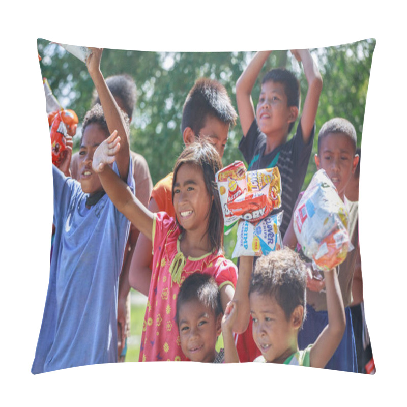 Personality  Filipino Children Standing In A Line And Holding Snack In Their  Pillow Covers