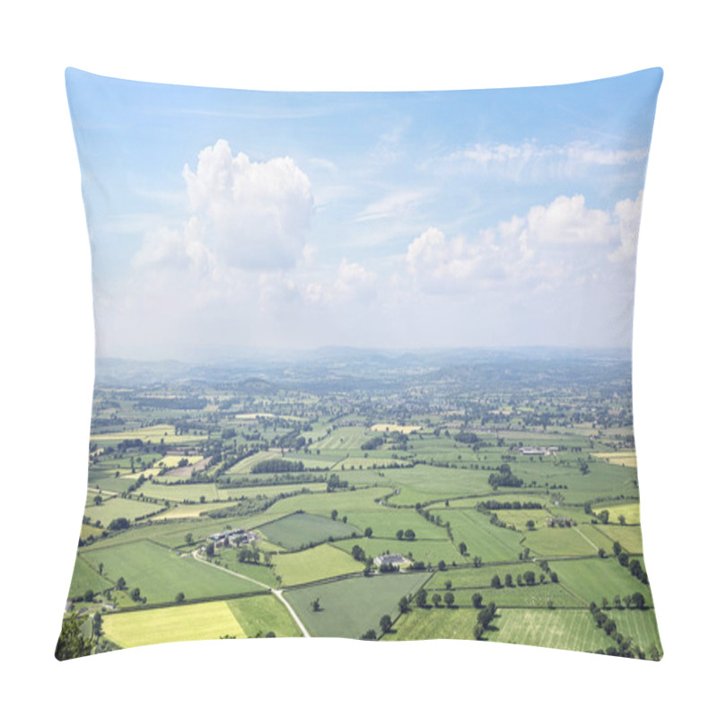 Personality  English Countryside Landscape Panorama With Blue Sky Pillow Covers