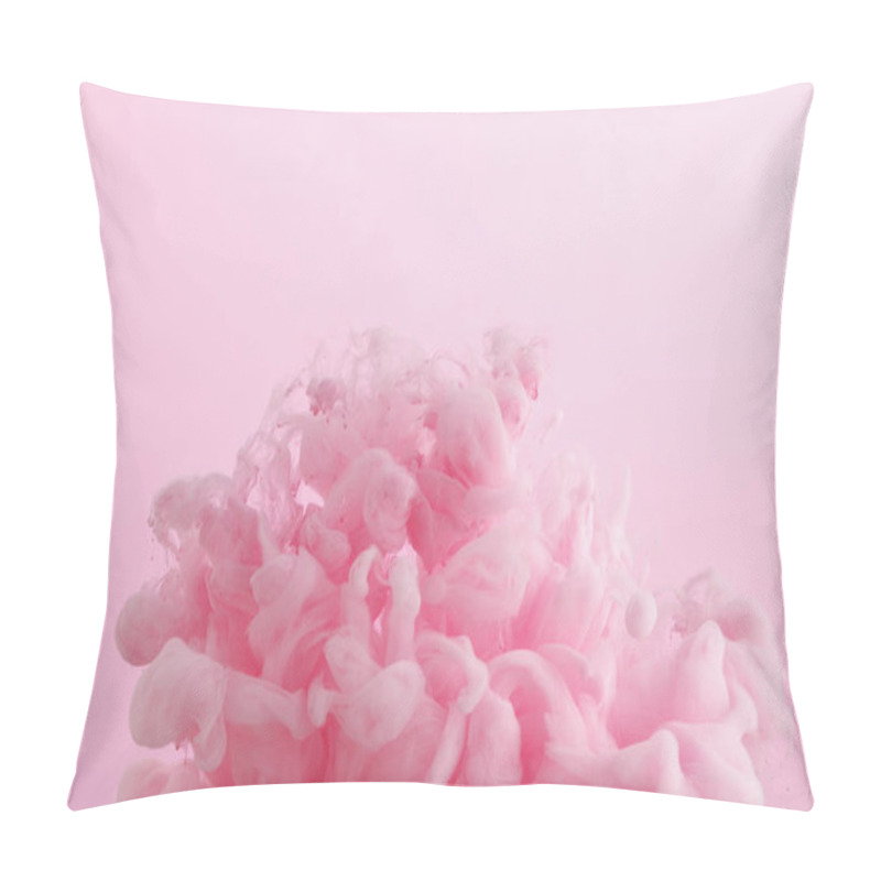 Personality  Close Up View Of Pink Paint Swirls In Water Isolated On Pink Pillow Covers