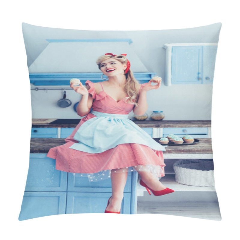 Personality  Pin Up Housewife With Cupcakes Pillow Covers