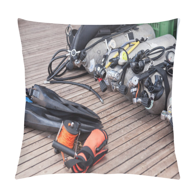 Personality  Diving Equipment On  The Safari Boat Pillow Covers