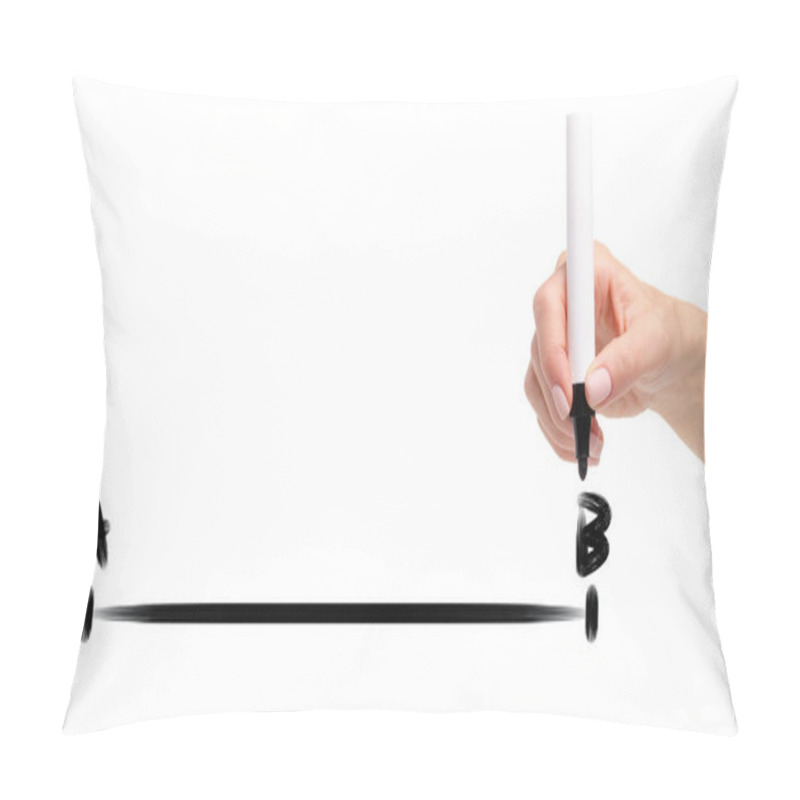 Personality  Hand Drawing A Line From Point A To Point B Black Marker Pillow Covers