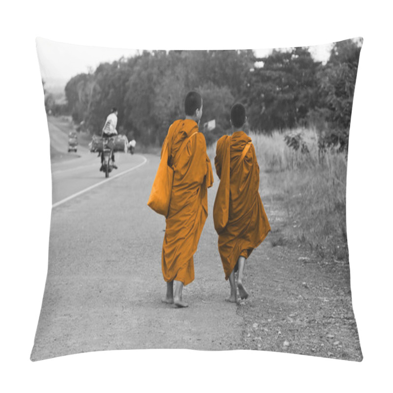 Personality  Cambodian Monks Walking On The Road Pillow Covers