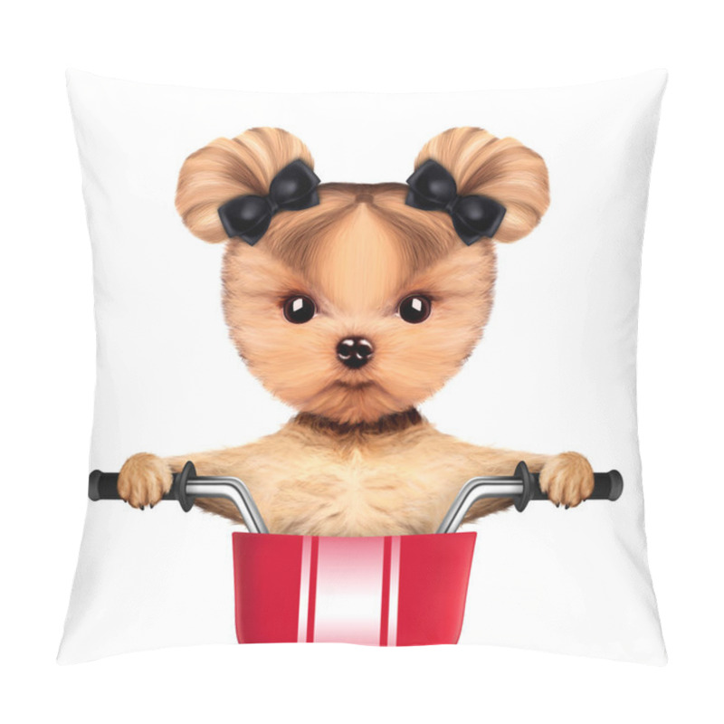 Personality  Adorable Doggy Sitting On A Bicycle With Basket Pillow Covers