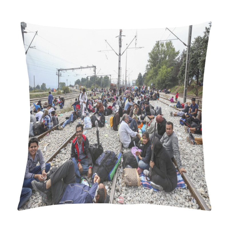 Personality  Hundreds Of Immigrants Are In A Wait At The Border Between Greec Pillow Covers