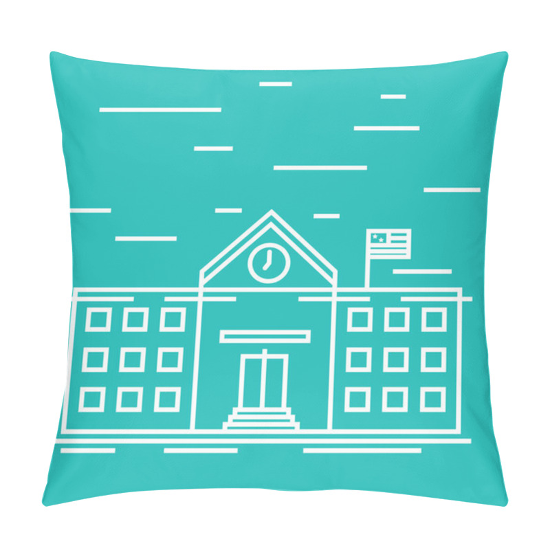 Personality  School Building, Vector Illustration Pillow Covers