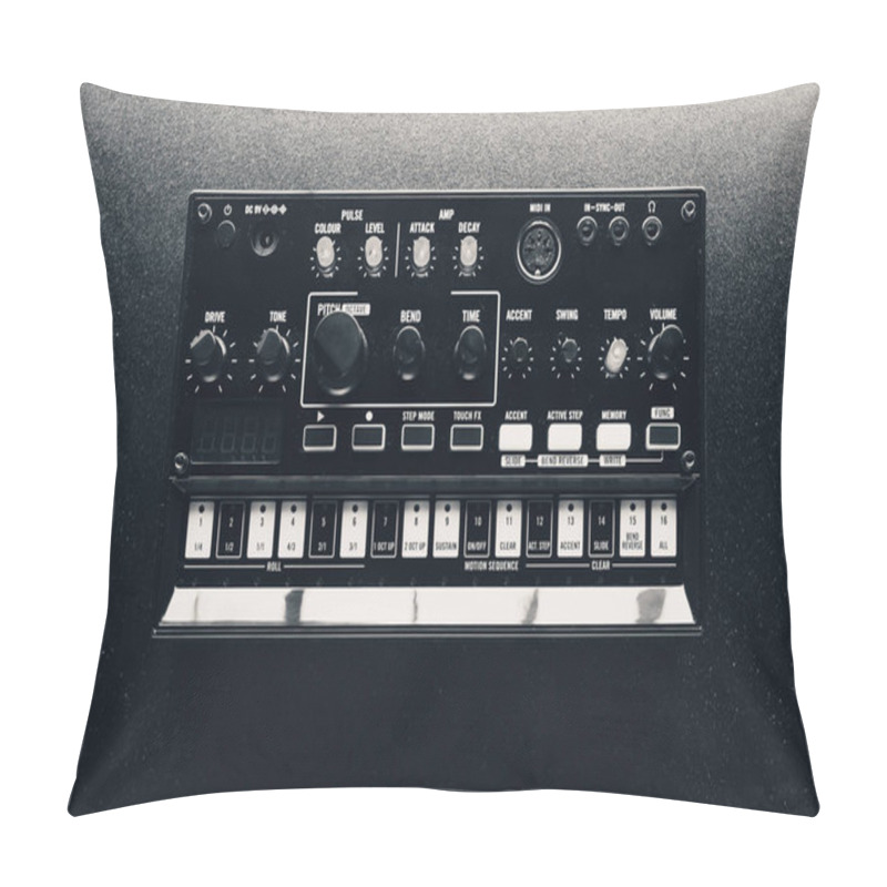 Personality  Black Analog Synthesizer, Close-up View Pillow Covers