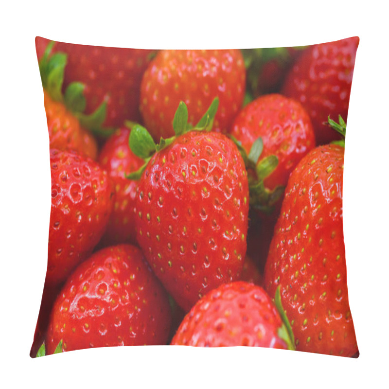 Personality  Close Up View Of A Fresh Ripe Strawberries. Background. No People. Pillow Covers