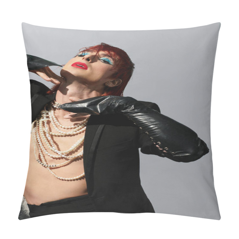 Personality  A Young Man With Striking Style Poses Confidently, Highlighting Vibrant Fashion And Artistic Flair. Pillow Covers