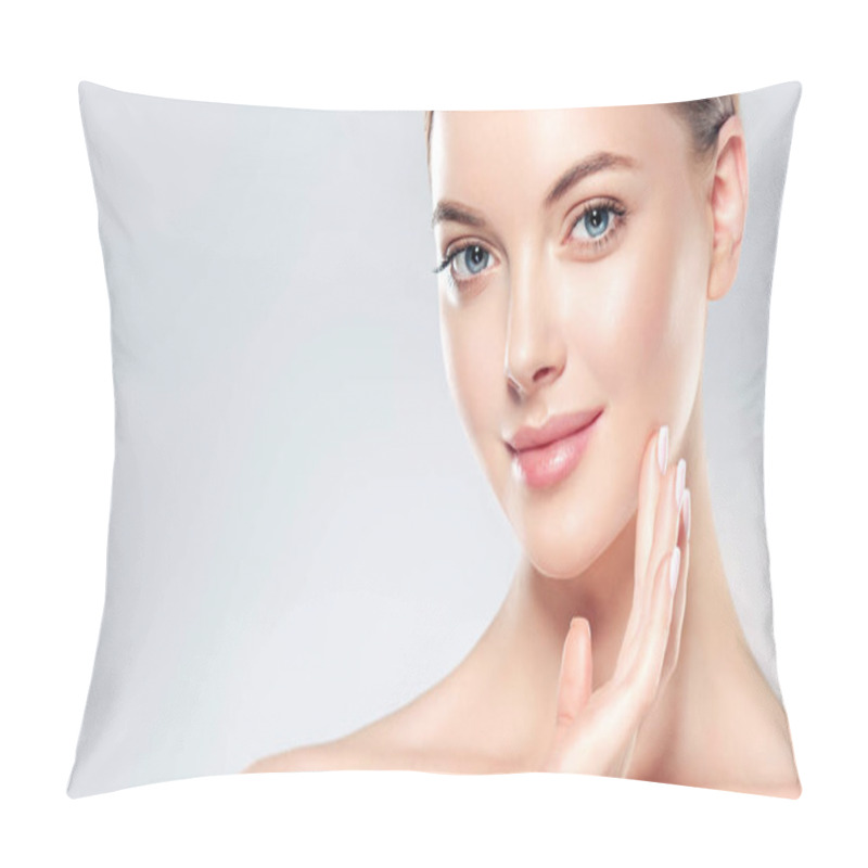 Personality  Young Woman With Clean Fresh Skin  Pillow Covers