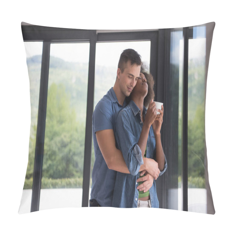 Personality  Romantic Happy Young Couple Relax At Modern Home Indoors Pillow Covers