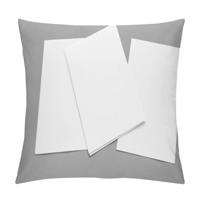 Personality  Blank Portrait Mock-up Paper. Brochure Magazine Isolated On Gray, Changeable Background / White Paper Isolated On Gray Pillow Covers