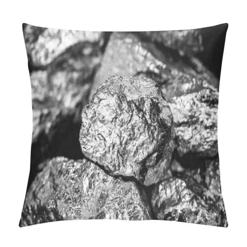 Personality  Elemental Chromium Specimen Sample Isolated On Black Background, Mining And Gemstone Concept. Pillow Covers