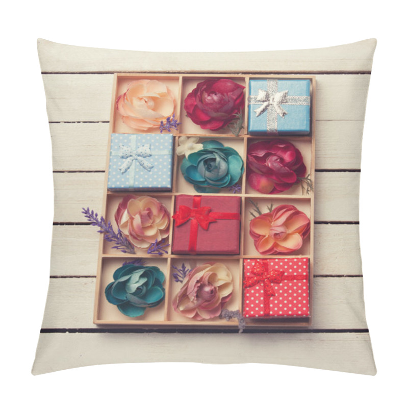 Personality  Present Boxes With Flowers Pillow Covers