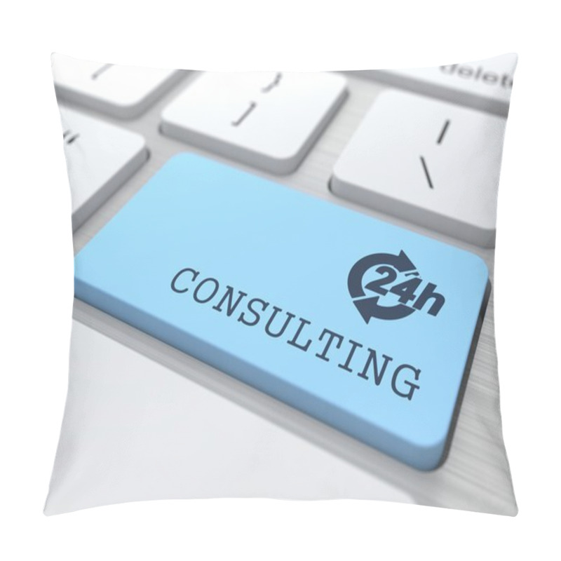 Personality  Service Concept - The Blue Consulting Button. Pillow Covers