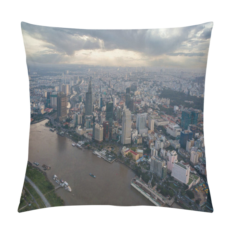 Personality  Aerial Photo Of Ho Chi Minh City With Office Buildings And Towers Pillow Covers